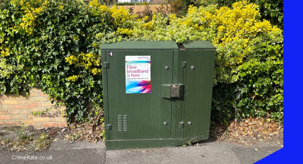 Example of a BT street cabinet for FTTC internet service. 