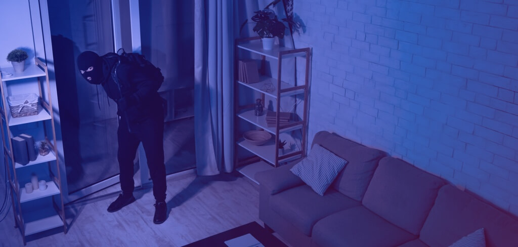 Man setting off a two-way voice alarm. 